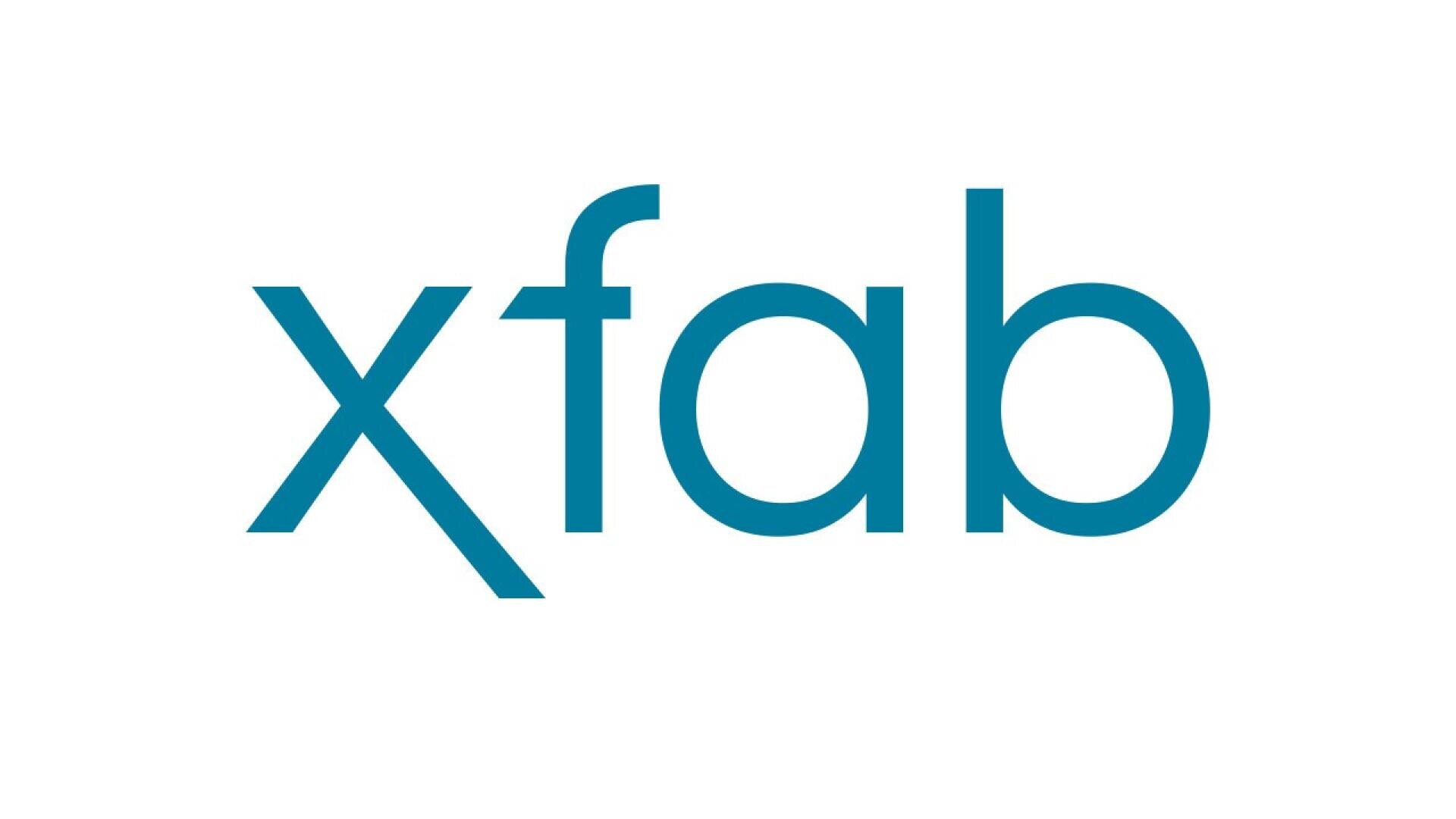 The image displays the word xfab in lowercase, blue letters on a white background.
