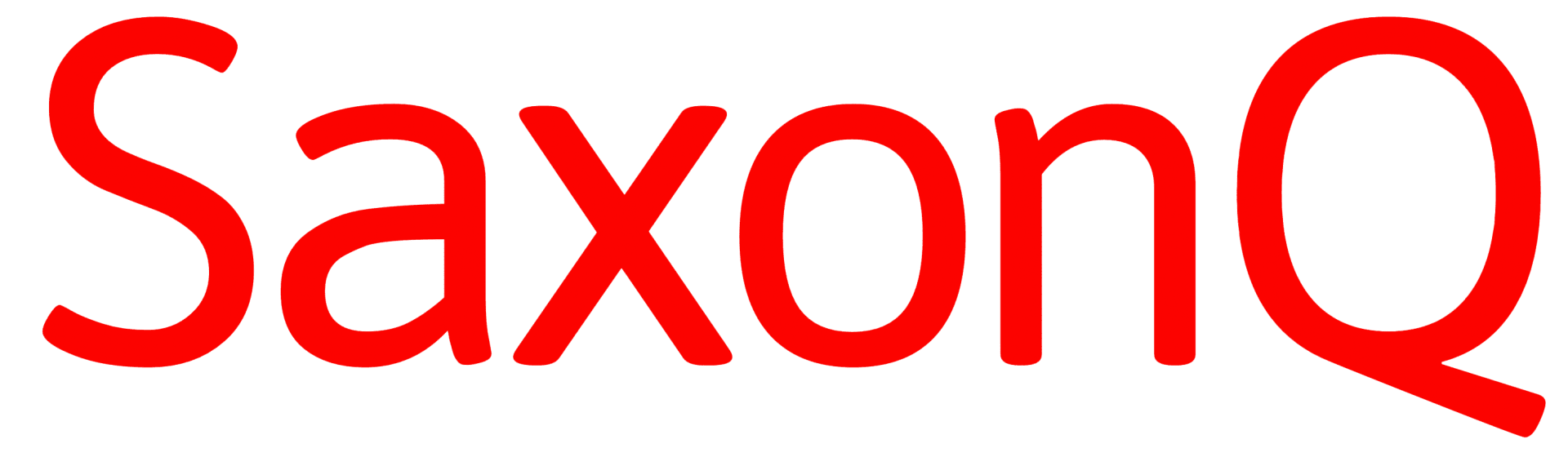 Das Wort SaxonQ ist in fetter, roter Schrift auf transparentem Hintergrund geschrieben.