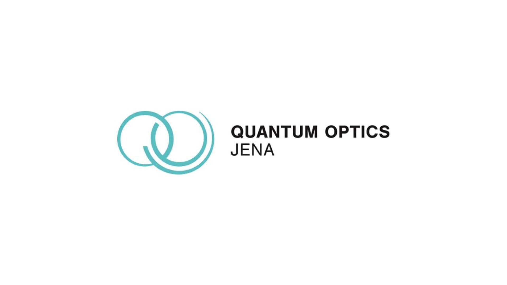 Logo for Quantum Optics Jena featuring two overlapping teal circles on the left and the words QUANTUM OPTICS JENA in black text on the right, all set against a white background.